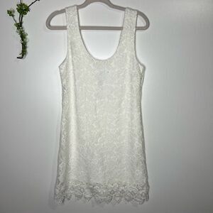 Jack by BB Dakota White Lace Grow With It Tank Dress Stretch Lined NWT!